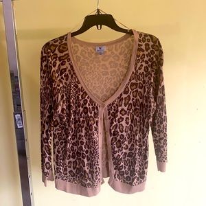 Worthington 3/4 Sleeve Leopard Cardigan
